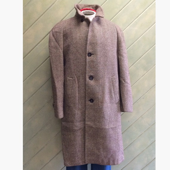 1950s-60s Hudson Bay Tweed Overcoat Dress Coat Mad