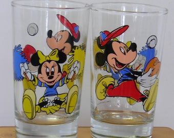 Pair Mickey and Minnie Mouse Novelty Drink Glasses Walt Disney Vintage