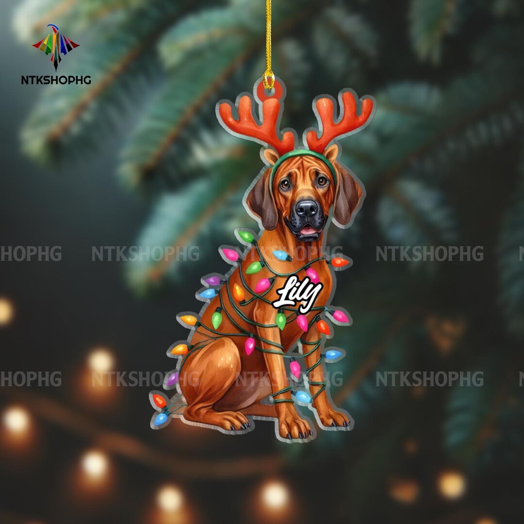 Custom Rhodesian Ridgeback Holiday Ornaments Personalized Dog Christmas ...