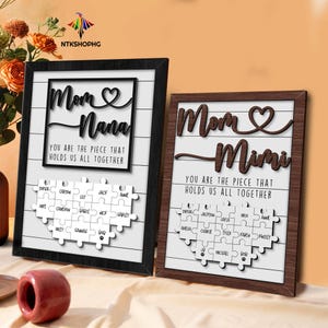 Personalized Mother&#39;s Day Puzzle Sign: Engraved Wooden Family Keepsake