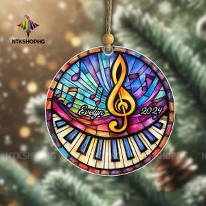 Personalized Music Ornaments - Custom Name Piano and Clef Ornaments, Christmas Gifts for Piano Lovers, Gifts for musicians, piano teachers