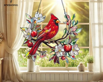 Bird Stained Glass Window Hanging Pendant Suncatcher Window Panel Ornaments Home Decoration