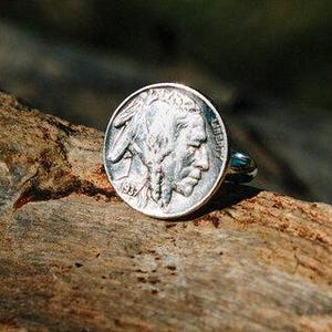 Sterlingzilveren ring buffelnikkel