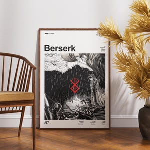 Berserk Poster | Berserk Guts Print | Anime Poster | Anime Manga Art Print | Minimalist Poster | Vintage Retro Art Print | Flexible Sizes