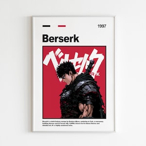 Berserk Poster | Berserk Guts Print | Anime Poster | Anime Manga Art Print | Minimalist Poster | Vintage Retro Art Print | Flexible Sizes