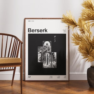 Berserk Poster | Berserk Guts Print | Anime Poster | Anime Manga Art Print | Minimalist Poster | Vintage Retro Art Print | Flexible Sizes