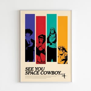 Póster de Cowboy Bebop / Impresión de Cowboy Bebop / Póster de anime / Impresión de arte de manga de anime / Póster minimalista / Impresión retro vintage / Tamaños flexibles