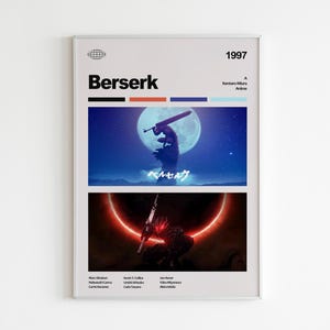 Berserk Poster | Berserk Guts Print | Anime Poster | Anime Manga Art Print | Minimalist Poster | Vintage Retro Art Print | Flexible Sizes