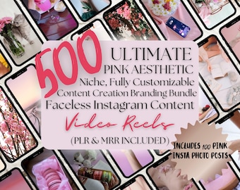 The Ultimate Pink Aesthetic Bundle | Pink Coquette Reels l 500 Faceless Instagram Reel Videos + 100 Story Photos | Social Media Content Pack