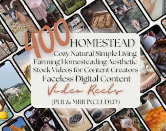 Homesteading Aesthetic Reel Bundle | 400+ Farmhouse, Baking, Gardening, Farm Animals, Cozy Lifestyle Stock Video Instagram Reels & TikTok
