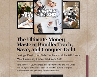 Printable Financial Planner Bundle | Savings Tracker, Credit Tracker & Debt Tracker | Budgeting Worksheets for Financial Success 2025