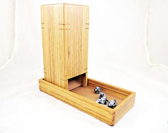 Tour de dés Moon Dog – Bois de zèbre | Lanceur de dés | Tour de dés en bois | Donjons et dragons | Fabriqué à la main | Fabriqué par l'homme | Fabriqué par l'homme