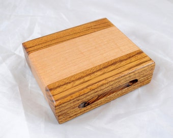 Wood Playing Card Case - Zebrawood & Curly Maple