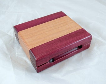 Wood Playing Card Case - Purpleheart & Curly Maple