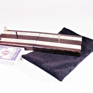 Wood Cribbage Board - Wenge & Maple | Travel Cribbage | Folding Cribbage | 2 Player | Wedding Gift -| Housewarming Gift | Stocking Stuffer