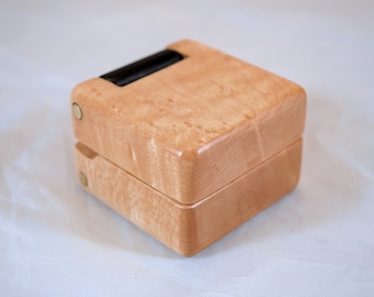 Double Hinged Ring Box - Birdseye Maple & African Blackwood #142 | for Engagement Ring | for Proposal