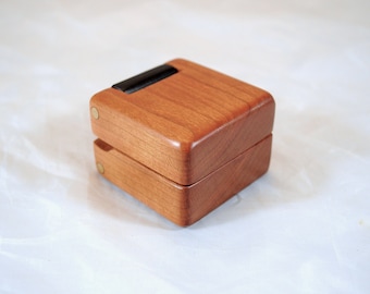 Double Hinged Ring Box - Black Cherry & African Blackwood #129 | for Engagement Ring | for Proposal