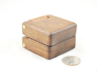 Double Hinged Ring Box - Black Walnut & Black Walnut #187 | Engagement Ring Box | Proposal Box |