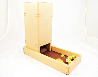 Tour de dés Moon Dog – Sapin de Douglas CVG | Lanceur de dés | Tour de dés en bois | Donjons et dragons | Fabriqué à la main | Fabriqué par l'homme | Fabriqué par l'homme