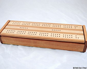 Wood Cribbage Board Box - Black Cherry & Maple | Wedding Gift | Housewarming Gift | Graduation Gift | Cribbage Boards | Cribbage Storage Box