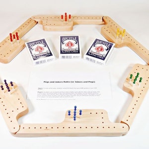Pegs and Jokers-gameset: hard esdoorn | Gratis verzending | Echt handgemaakt | Familiestuk