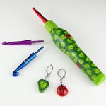 Interchangeable Ergonomic Crochet Hook Set - Green Leaves