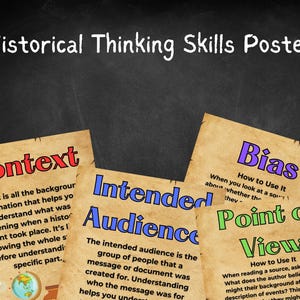 Conjunto de 18 carteles educativos sobre habilidades históricas / Decoración de aulas para escuelas secundarias y preparatorias / Recursos para profesores de historia