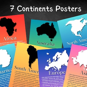 7 Continents Educational Posters - Classroom Decor for Social Studies and Geography