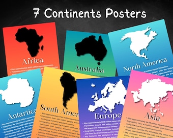 7 Continents Educational Posters - Classroom Decor for Social Studies and Geography