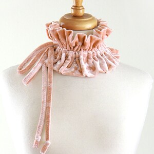 Champagne Blush Pink Collar in Crushed Velvet Victorian Style Collar, Neck Ruff, or Neck Frill Lots of Colors image 8