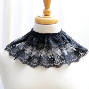Gothic Black Lace Collar Witch Aesthetic Victorian Inspired Neck Frill Goth Collar Accessories image 5
