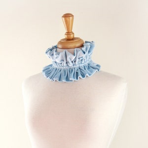 Pale Blue Velvet Collar Victorian Style Choker, Neck Ruff, or Neck Frill in Light Blue Baby Blue Alice in Wonderland Blue image 1