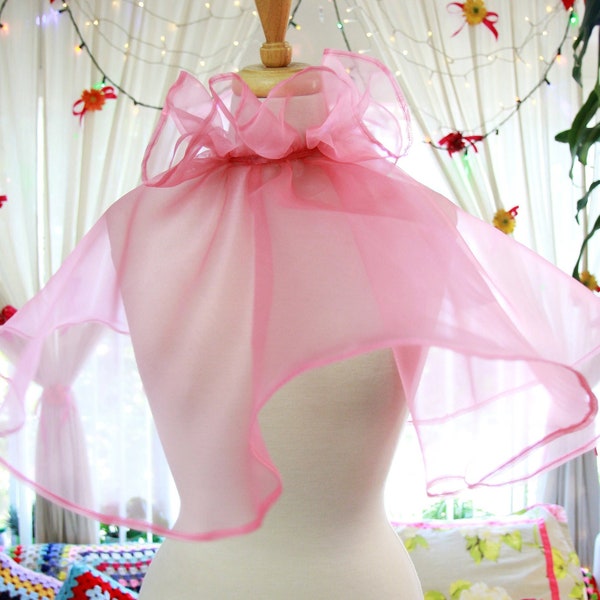 Transparentes Cape, Wrap, Schal oder Kragen - in Pink Organza - Fairy Aesthetic - Fairycore Fashion - Viele Farben