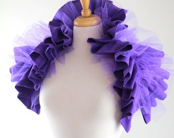 Purple Gauze and Tulle Collar - Convertible Neck Ruff, Statement Collar, Bolero, or Shoulder Shrug - Gothic, Steampunk, Victorian Collars