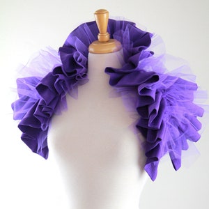 Purple Gauze and Tulle Collar Convertible Neck Ruff, Statement Collar, Bolero, or Shoulder Shrug Gothic, Steampunk, Victorian Collars image 1