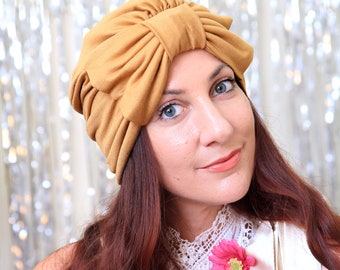 Dark Nude Turban Headwrap with Bow - Turbans for Women - Camel Turban - Lots of Colors