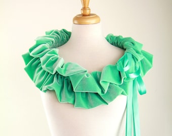 Mint Green Velvet Collar in Regency, Victorian, or Edwardian Style - Neck Warmer, Cowl, Scarf, Bolero, Shrug or Wrap - Lots of Colors