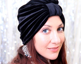 Black Velvet Turban Hat - Women’s Turban Headwrap - Fashion Turbans - Lots of Colors