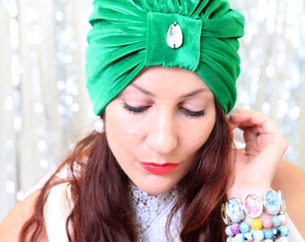 Saint Patrick's Day Turban in Kelly Green Velvet - Women's Fashion Turban Hair Wrap - Lots of Colors