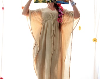 Caftan Maxi Dress - Beach Cover Up Kaftan in Natural Cotton Gauze - Lots of Colors