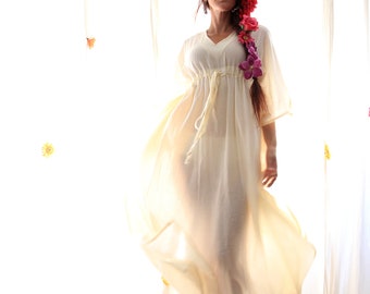 Kaftan Maxi Dress in Ivory Cotton Gauze - Women's Maxi Dresses - Beach Cover Up Caftan - Off White - Lots of Colors