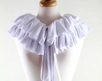 Bufanda blanca o encogimiento de hombros con volantes - Collar de declaración convertible - Volante de cuello de moda - Muchos colores