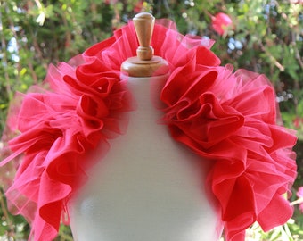 Red Gauze and Tulle Collar - Convertible Neck Ruff, Statement Collar, or Bolero - Gothic Aesthetic - Victorian Collars