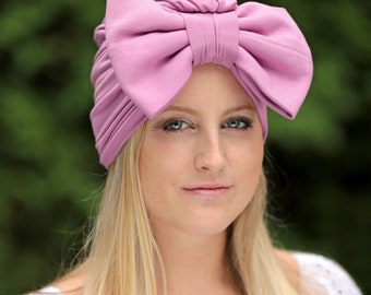 Mauve Turban Headwrap with Bow - Lilac Women's Hair Turbans - Fashion Turban Head Covering - Lots of Colors