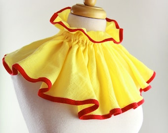 Circus Collar in Yellow and Red Cotton Gauze - Bib Style Statement Collar - Clown or Cosplay Costume Neck Ruff - Lots of Colors