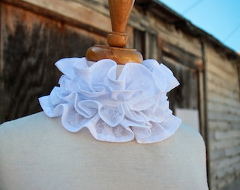 Cuello de encaje blanco Ruff - Cuello de declaración en estilo isabelino, eduardiano o victoriano - Muchos colores