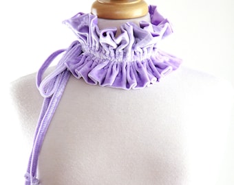 Lilac Lavender Crushed Velvet Collar - Victorian Style Choker Collar, Neck Ruff, or Neck Frill - Cottagecore Accessories - Lots of Colors