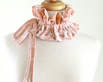 Champagne Blush Pink Collar in Crushed Velvet - Victorian Style Collar, Neck Ruff, or Neck Frill - Lots of Colors
