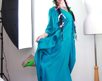 Teal Kaftan Maxi Dress - Cotton Gauze Beach Cover Up - Women's Maxi Caftan Dresses - Lots of Colors