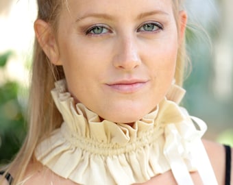 Ivory Collar - Victorian Style Choker Collars - Ruffled Collar Neck Piece - Women's Fashion Collar - Neck Ruff - Off White